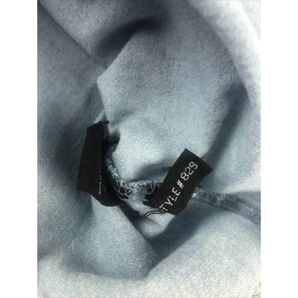 Vintage 90s Tri Mountain‎ Men's Washed Denim Shirt XL Long Sleeve Button Up Blue - Picture 12 of 16